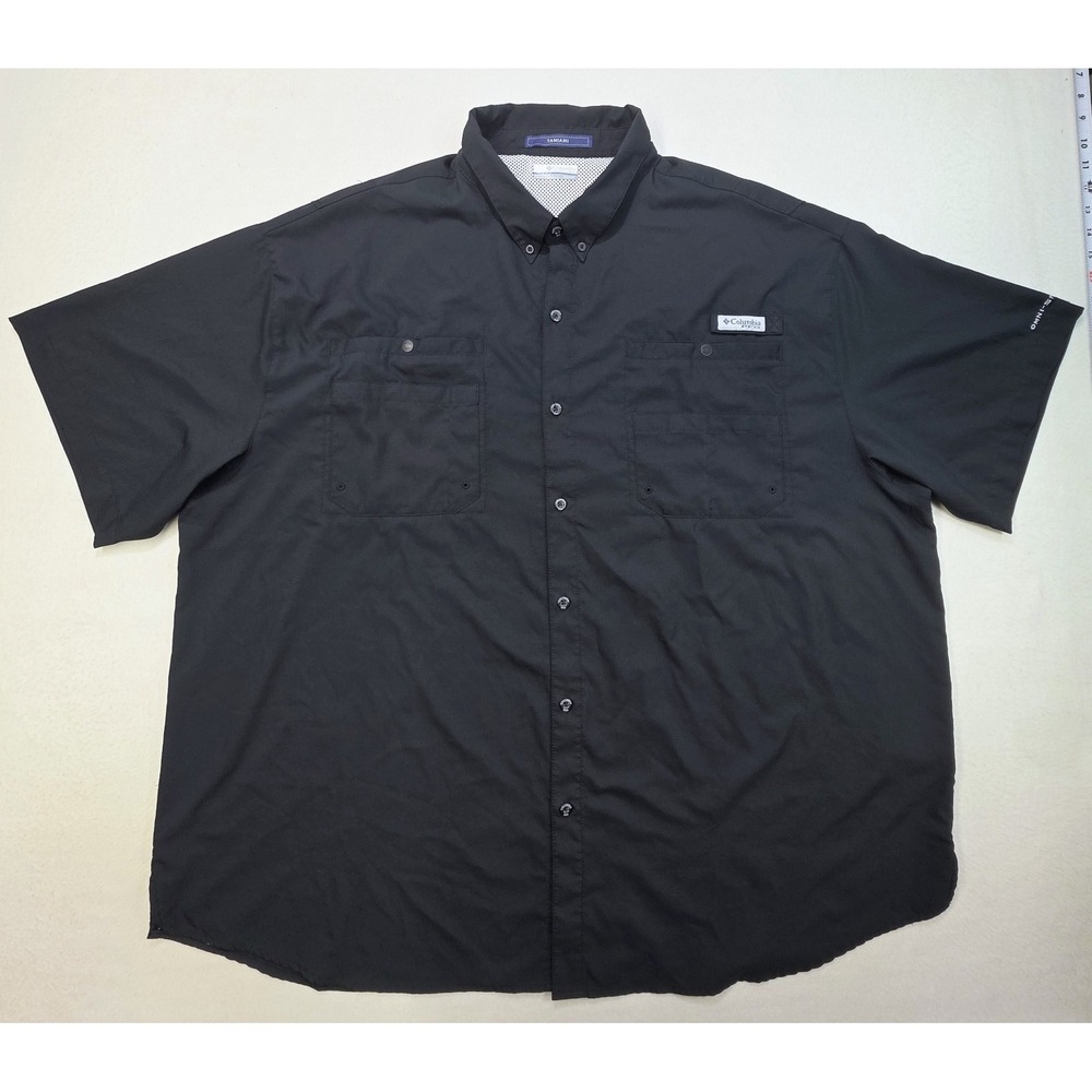 Columbia PFG Shirt Mens 4XL Black Tamiami Omni-Shade UPF Short Sleeve Vented